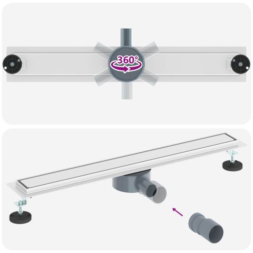 Душ канал 2-в-1 с 360° сифони Сребрист 70 cm