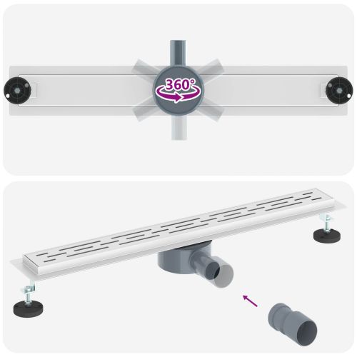 362 градуса дренаж за душ с дизайн на линия Сребрист 70 cm