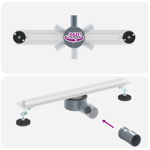 360° Душов отвод с тънък модел Сребрист 50 cm