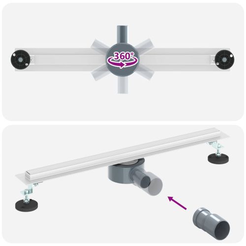 360° Душов отвод с тънък модел Сребрист 60 cm