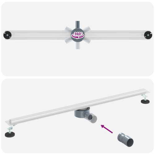 360° Душов отвод с тънък модел Сребрист 100 cm