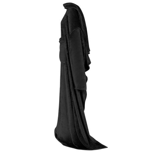 Одеяло с качулка Черно Фланела