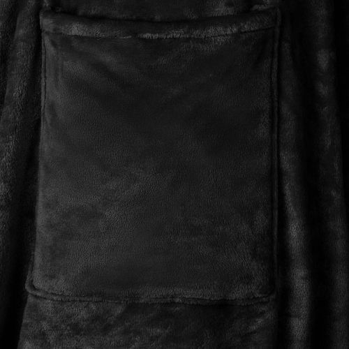 Одеяло с качулка Черно Фланела