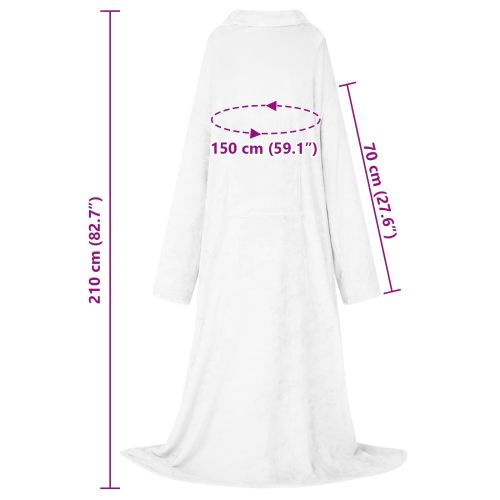 Одеяло с качулка Бяло Фланела