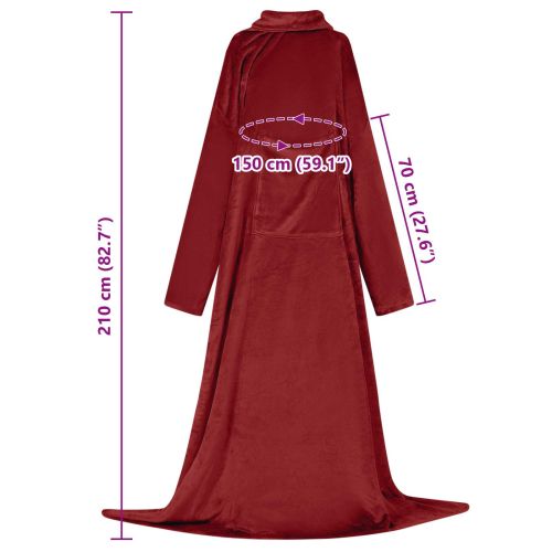 Одеяло с качулка Бордо червен Фланела