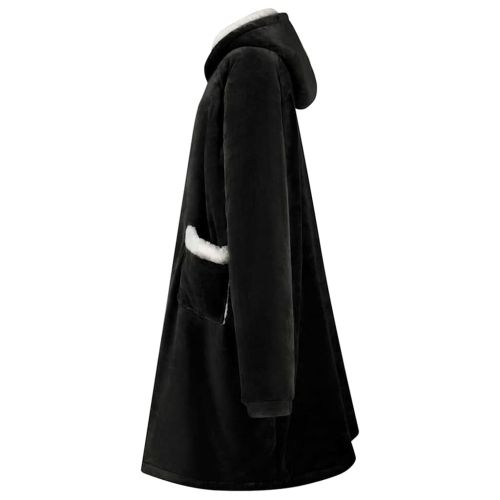 Одеяло с качулка Черно s Флийс и фланел