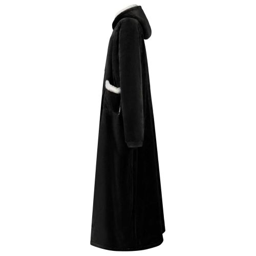 Одеяло с качулка Черно xl Флийс и фланел