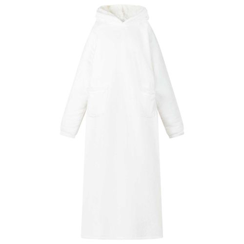 Одеяло с качулка Бяло xl Флийс и фланел