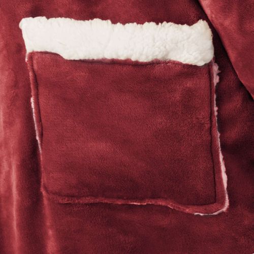 Одеяло с качулка Бордо червен l Флийс и фланел