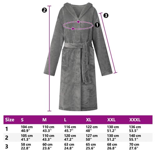 Халат с качулка Тъмен сив m Фланела