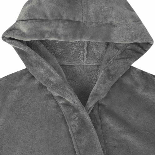 Халат с качулка Тъмен сив xl Фланела