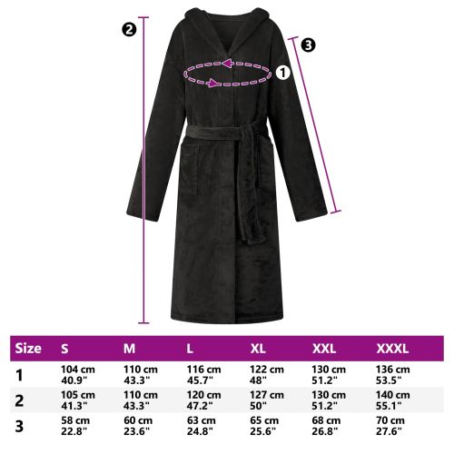 Халат с качулка Черно m Фланела