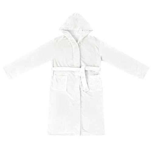 Халат с качулка Бяло xxl Фланела
