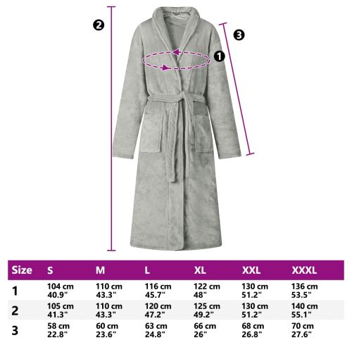 Халат без качулка Сив xxl Фланела