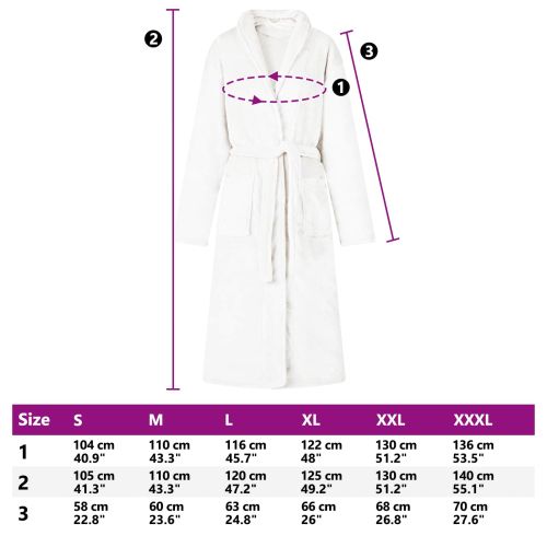 Халат без качулка Бяло l Фланела