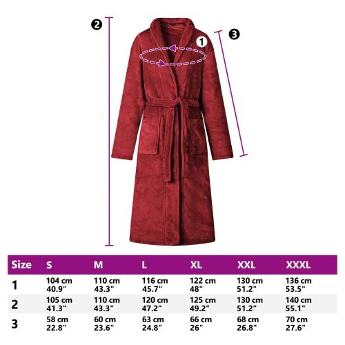 Халат без качулка Бордо червен s Фланела