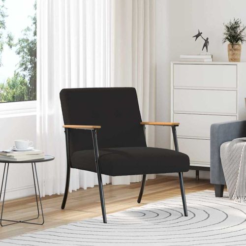 фотьойл Черно 59 x 75 x 78 см Къдрав текстил, подобен на вълна