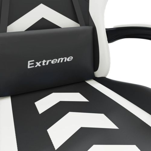 Гейминг стол, черно и бяло, изкуствена кожа