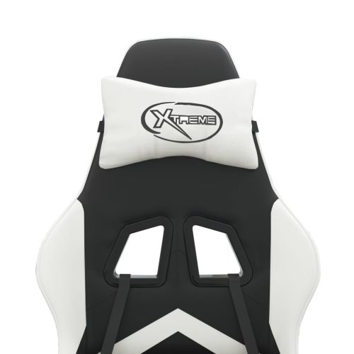 Гейминг стол, черно и бяло, изкуствена кожа