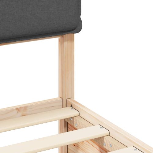 Леглова рамка с тапицирана гръбна част Тъмен сив 120 x 200 cm