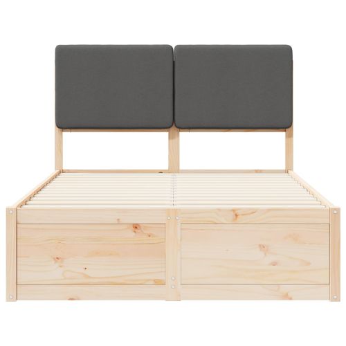 Леглова рамка с тапицирана гръбна част Тъмен сив 120 x 190 cm