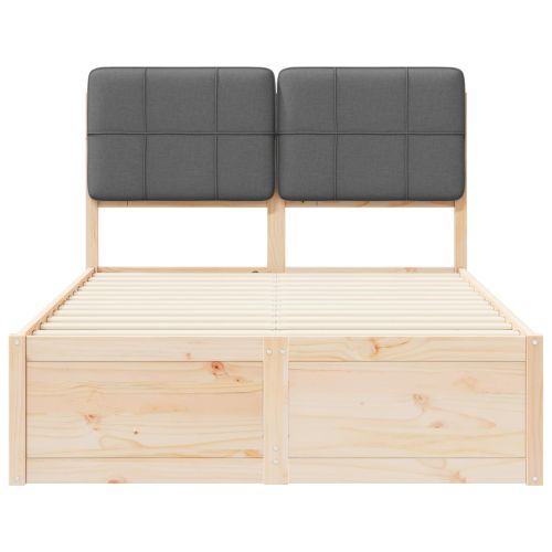 Леглова рамка с тапицирана гръбна част Тъмен сив 120 x 190 cm