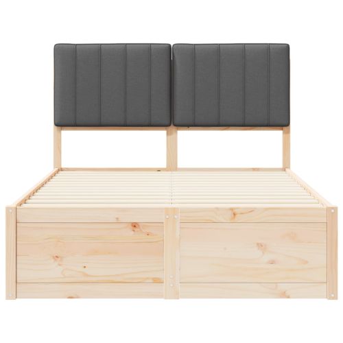 Леглова рамка с тапицирана гръбна част Тъмен сив 120 x 200 cm