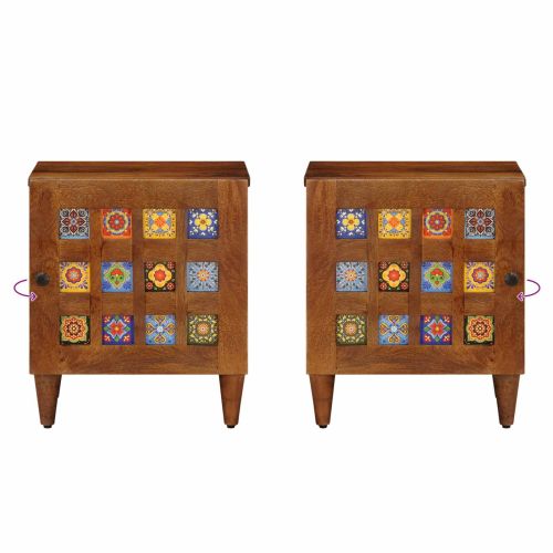 Нощен шкаф Кафяво 40 x 33,5 x 46 см Солидно мангово дърво