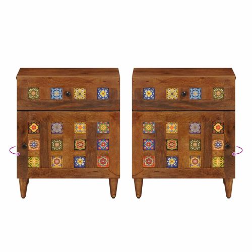 Нощен шкаф Кафяво 50 x 33 x 60 см Солидно мангово дърво