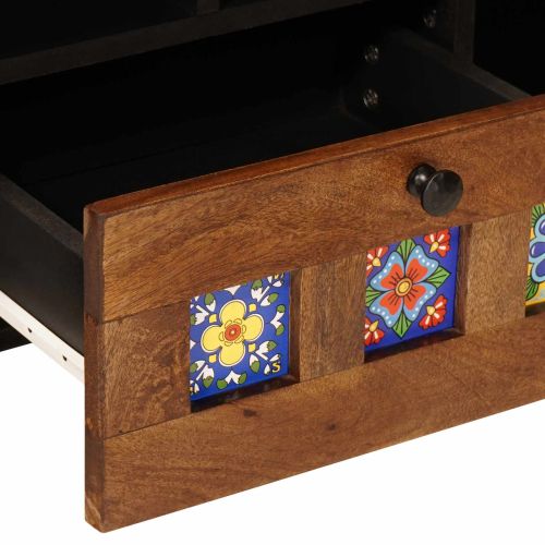 ТВ шкаф с рафт Орех 100 x 33,5 x 46 см Солидно мангово дърво