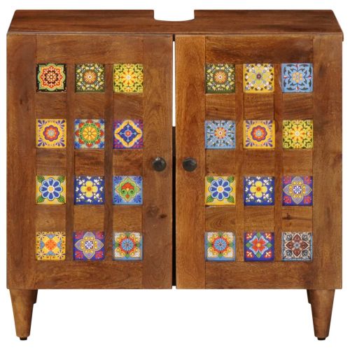 Шкаф за мивка в баня със съхранение Орех 62 x 33 x 58 см