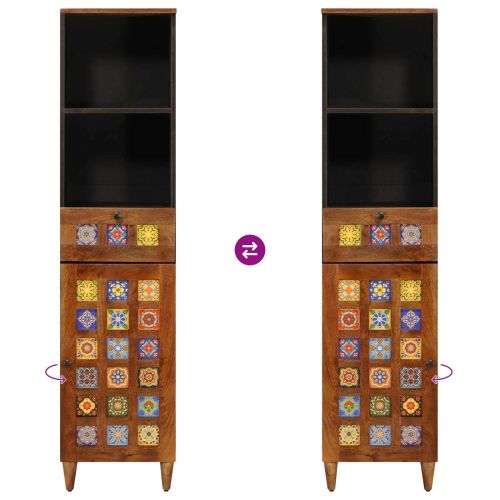 Шкаф за баня с чекмедже с рафт с врата Орех 38 x 33,5 x 160 см