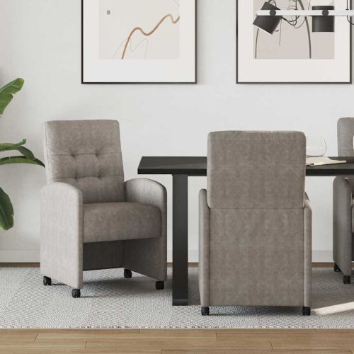 Столове с Колела с колела 2 pcs Сив 57 x 67 x 98 см Изкуствена