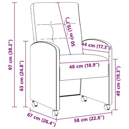 Столове с Колела 2 pcs Кафяво 57 x 67 x 98 см Изкуствен велур