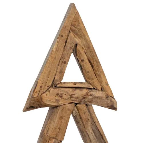 Коледно дърво с поставка Кафяво 90 cm Тиково дърво масив