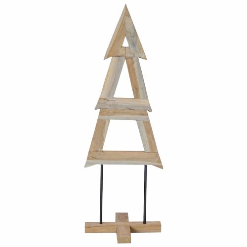 Коледно дърво с поставка Кафяво 120 cm Тиково дърво масив