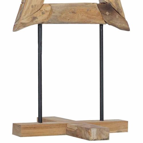 Коледно дърво с поставка Кафяво 120 cm Тиково дърво масив