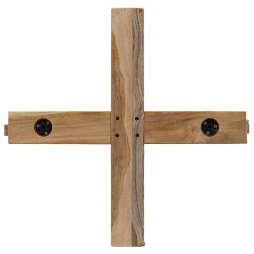 Коледно дърво с поставка Кафяво 150 cm Тиково дърво масив