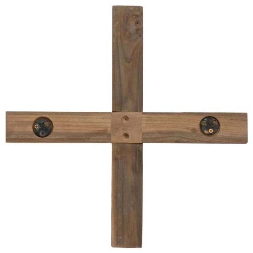 Коледно дърво с поставка Кафяво 90 cm Тиково дърво масив