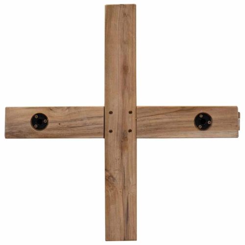 Коледно дърво с поставка Кафяво 150 cm Тиково дърво масив