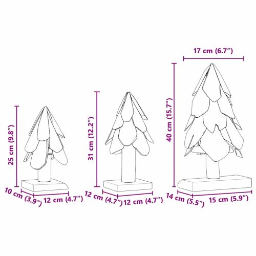 Коледно дърво с поставка 3 pcs Кафяво Тиково дърво масив