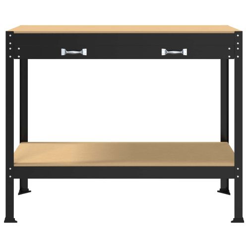 Работни пейки с чекмедже Черно 81 x 41 x 145 см Инженерно дърво