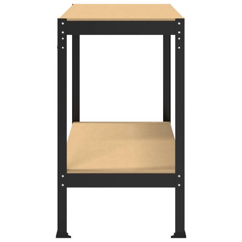 Работни пейки с рафт Черно 81 x 41 x 145 см Инженерно дърво