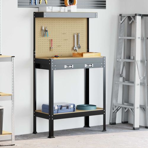 Работни пейки с чекмедже Черно 81 x 41 x 145 см Инженерно дърво
