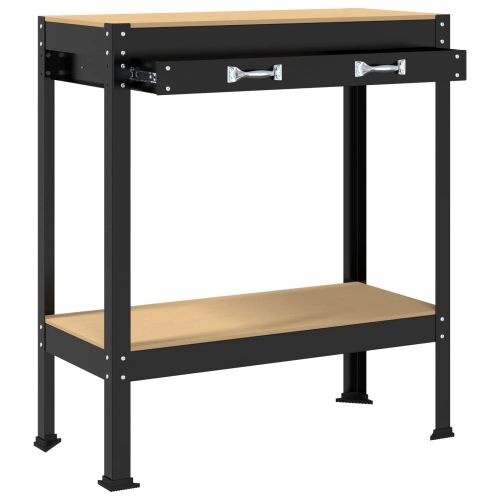 Работни пейки с чекмедже Черно 81 x 41 x 145 см Инженерно дърво