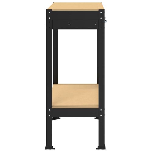 Работни пейки с чекмедже Черно 81 x 41 x 145 см Инженерно дърво