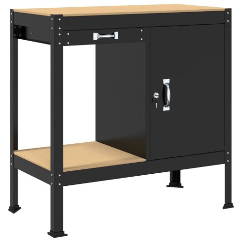 Работни пейки с чекмедже Черно 81 x 41 x 145 см Инженерно дърво