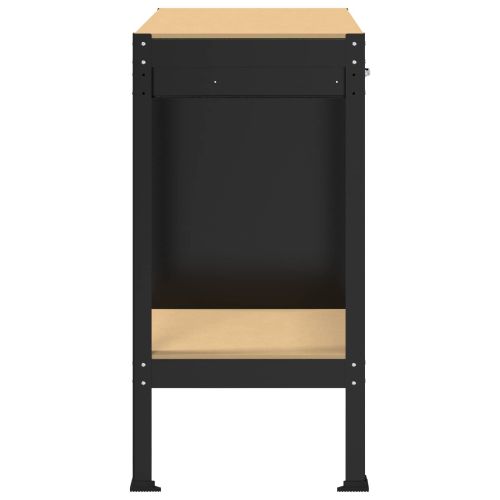 Работни пейки с чекмедже Черно 81 x 41 x 145 см Инженерно дърво