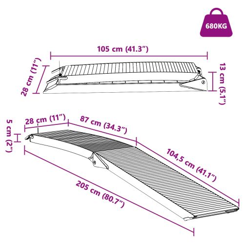 2 pcs 205 x 29,5 x 13 см