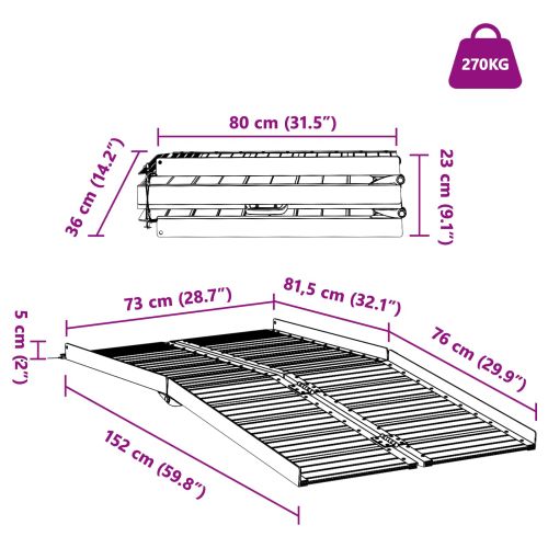 Рампa за инвалидна количка Сребрист 152 x 73 x 11 см Алуминий